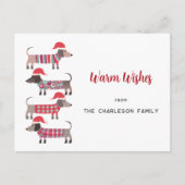 クリスマス帽子のダックスシュント犬 シーズンポストカード (正面)