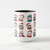 クリスマス帽子の愛らしいフェレット マグカップ (中央)