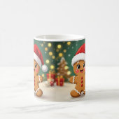 クリスマス帽子をかぶったかわいいジンジャーマン コーヒーマグカップ (中央)