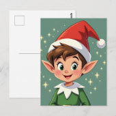 クリスマス帽子をかぶったかわいい小さな妖精 ポストカード (正面/裏面)