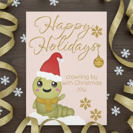 クリスマス帽子をかぶったキャラクターの虫のクリスマスカード シーズンカード