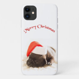クリスマス帽子をかぶったパピー iPhone 11 ケース