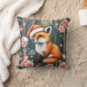 クリスマス帽子をかぶった森の狐の赤ちゃん用スローピロー クッション (ブランケット)
