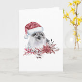 クリスマス帽子をかぶった赤ちゃん水シールのオーナメント カード (黄色い花)