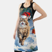 クリスマス帽子をかぶって雪に座るペルシャ猫 エプロン (インサイチュ)