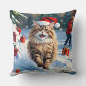 クリスマス帽子をかぶって雪に座るペルシャ猫 クッション (裏面)