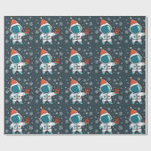 クリスマス帽子を持つ小さな宇宙飛行士 ラッピングペーパー (フラット)
