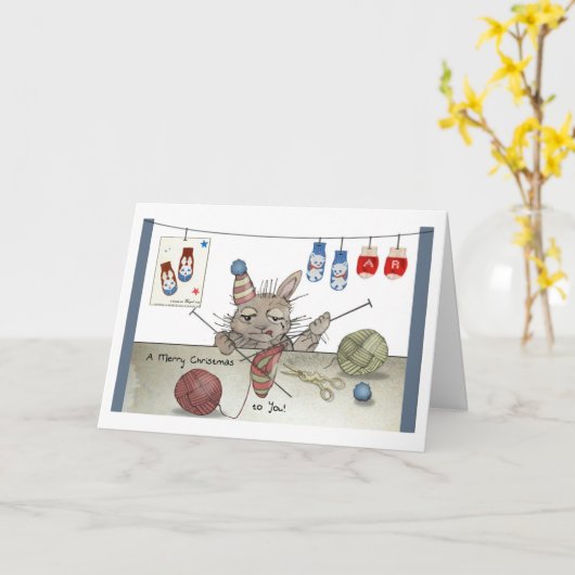 クリスマス帽 カード (黄色い花)