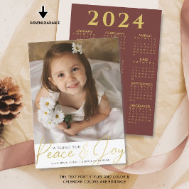 クリスマス平和と喜びのスクリプト写真2024カレンダー シーズンカード