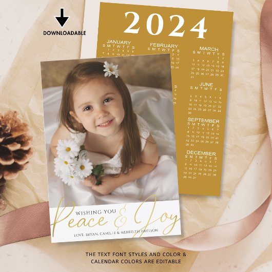 クリスマス平和と喜びのスクリプト写真2024カレンダー シーズンカード