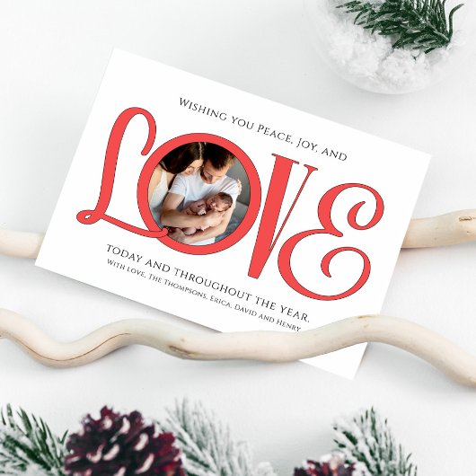 クリスマス平和の喜びと愛かわいいモダン写真 シーズンカード