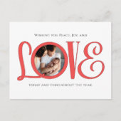 クリスマス平和の喜びと愛かわいいモダン写真 シーズンポストカード (正面)