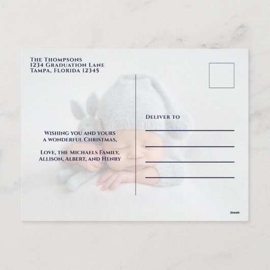 クリスマス平和の喜びと愛かわいいモダン2枚の写真 シーズンポストカード (裏面)