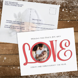 クリスマス平和の喜びと愛かわいいモダン2枚の写真 シーズンポストカード