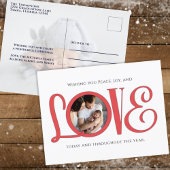 クリスマス平和の喜びと愛かわいいモダン2枚の写真 シーズンポストカード