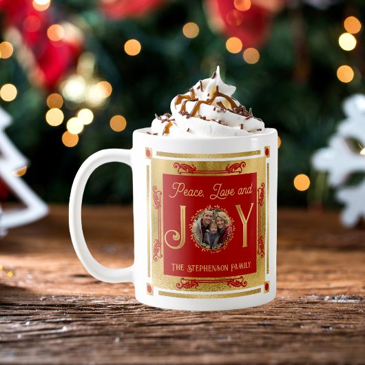 クリスマス平和の愛と喜び家族の写真 コーヒーマグカップ