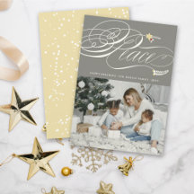 クリスマス平和の書道の葉のクラシック写真