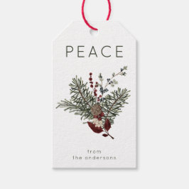 クリスマス平和の素朴緑 ギフトタグ
