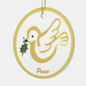 クリスマス平和の鳩 セラミックオーナメント (左)