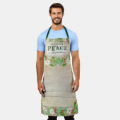 クリスマス平和オンアース家族素朴フローラリーフ エプロン (着用した状態)