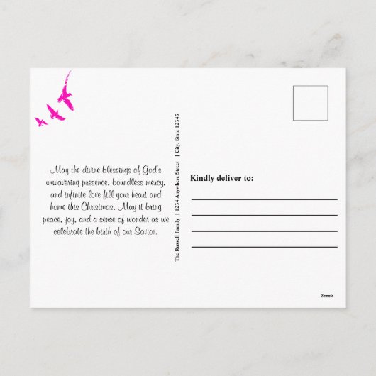 クリスマス平和キリスト教信仰の鳩 シーズンポストカード (裏面)