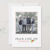 クリスマス平和ラブジョイHolly家族の名前写真 シーズンカード (正面)