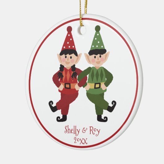 クリスマス年おもしろいのサンタ小人 セラミックオーナメント (左)