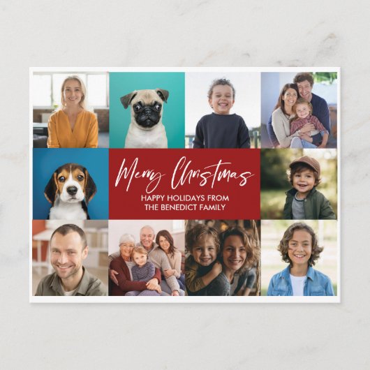 クリスマス年レビュー10写真休日 シーズンポストカード (正面)