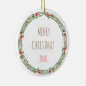 クリスマス年次写真ファミリー年賀状 セラミックオーナメント (右)