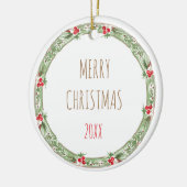 クリスマス年次写真ファミリー年賀状 セラミックオーナメント (左)