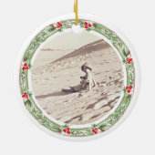 クリスマス年次写真ファミリー年賀状 セラミックオーナメント (裏面)