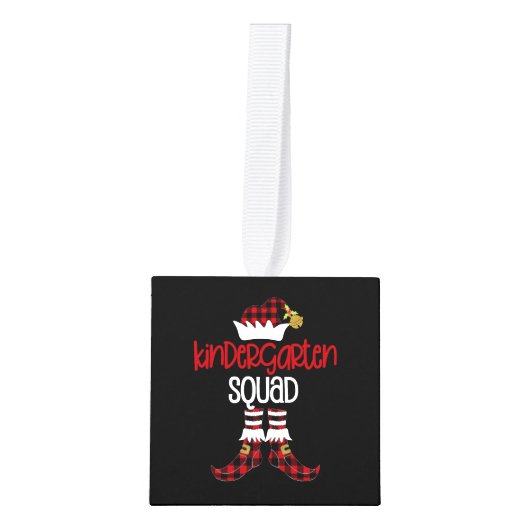 クリスマス幼稚園分隊小妖精や小人先生学生B キューブオーナメント (正面)