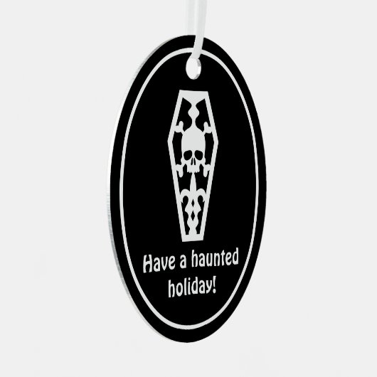 クリスマス幽霊のよく出るを祝不気味う メタルオーナメント (正面右)