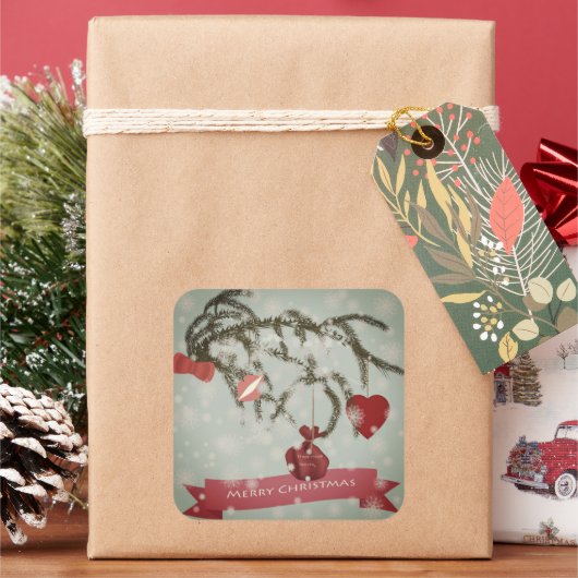 クリスマス広場のステッカー スクエアシール (クリスマス)