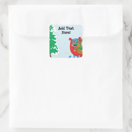 クリスマス広場のステッカー。パーソナライズ。 スクエアシール (バッグ)