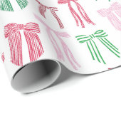 クリスマス弓コケストライプのット ラッピングペーパー (ロールコーナー)