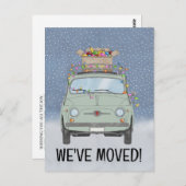 クリスマス引っ越しましたグリーン車(ライト付) ポストカード (正面/裏面)