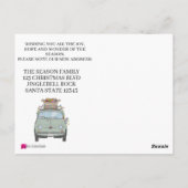 クリスマス引っ越しましたグリーン車(ライト付) ポストカード (裏面)