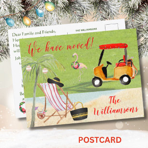 クリスマス引っ越しました海ビーチ予算の移動 案内ポストカード
