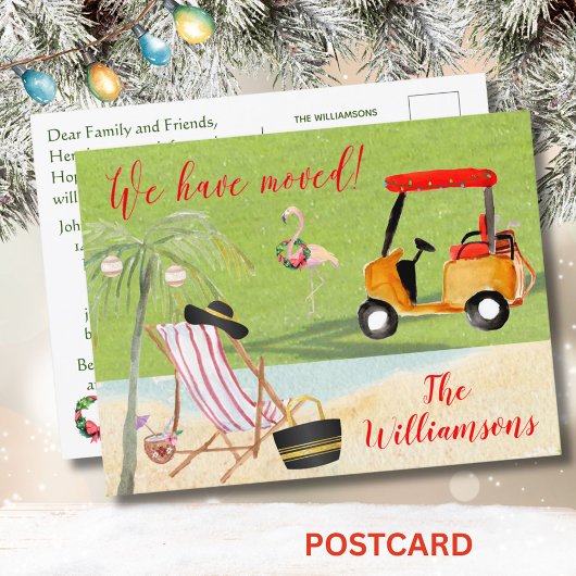 クリスマス引っ越しました海ビーチ予算の移動 案内ポストカード