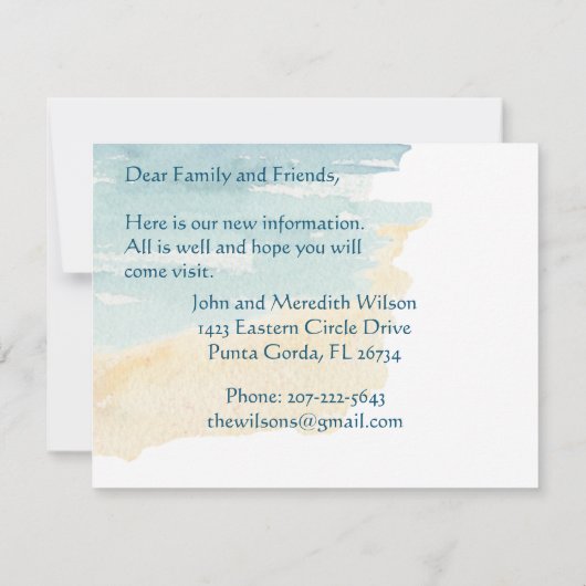 クリスマス引っ越しました海ビーチ予算の移動 案内状 (裏面)