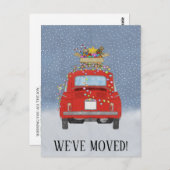 クリスマス引っ越しました赤いライト車 ポストカード (正面/裏面)