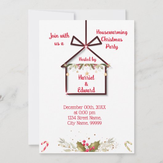 クリスマス引っ越し祝いパーティーパーティの招待状 招待状 (正面)