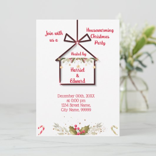 クリスマス引っ越し祝いパーティーパーティの招待状 招待状 (スタンド正面)