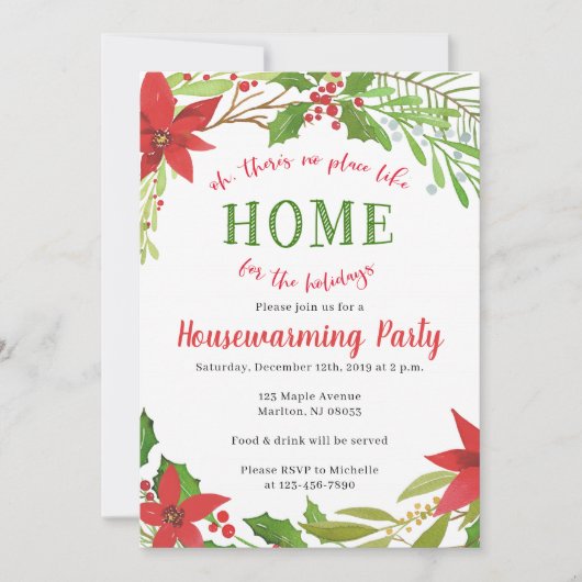 クリスマス引っ越し祝いパーティーパーティの招待状 招待状 (正面)