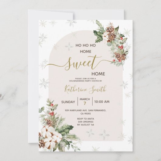 クリスマス引っ越し祝いパーティーパーティーホームスウィートホーム 招待状 (正面)