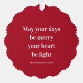 クリスマス引用文あなたの日はハート光メリーである オーナメントカード (裏面)