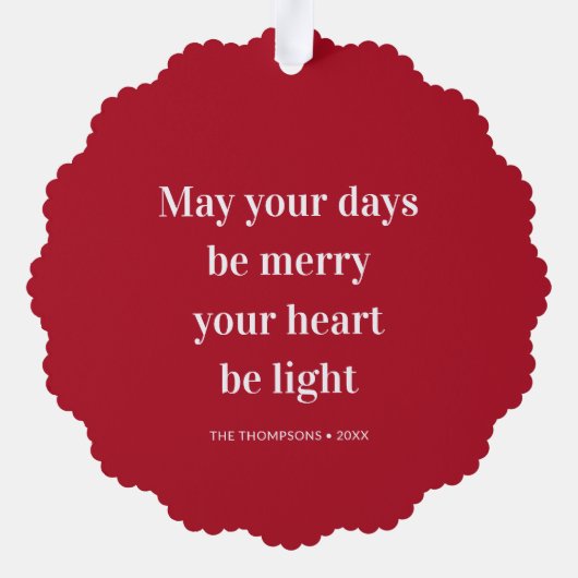 クリスマス引用文あなたの日はハート光メリーである オーナメントカード (裏面)