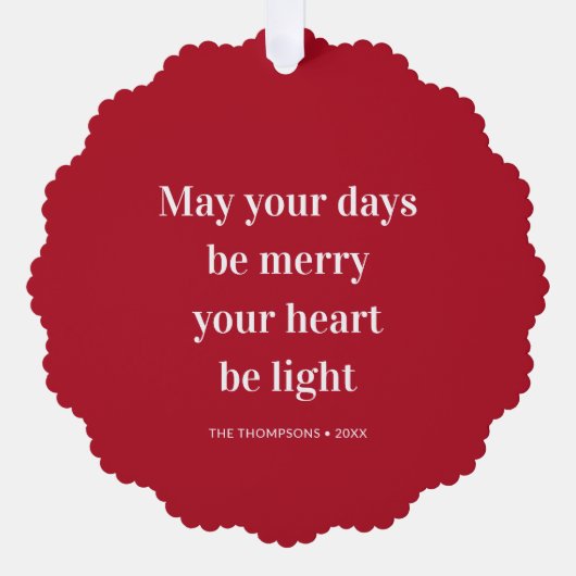 クリスマス引用文あなたの日はハート光メリーである オーナメントカード (正面)