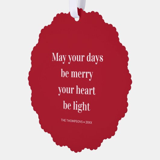 クリスマス引用文あなたの日はハート光メリーである オーナメントカード (左)